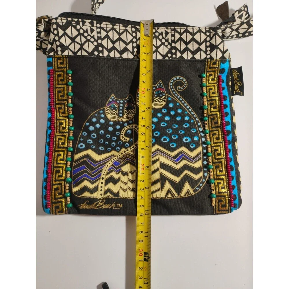 Laurel Burch Crossbody Canvas Bag Cats Zip Top Purse Handbag